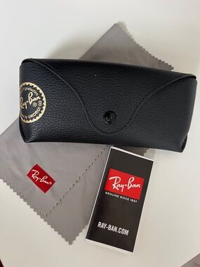 Ray-Ban Black Sunglasses Case with Cloth and Booklet